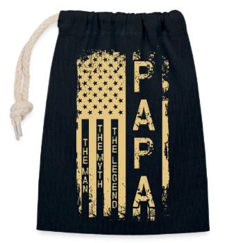 Typographie du drapeau américain grungy - Sac cadeau en coton avec cordon (14 x 20 cm) - bleu marine - Devant