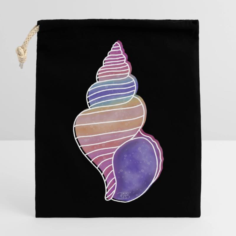 « Snail Shell », Boho Line Art Design, « Shells » Sac cadeau en coton avec cordon (14 x 20 cm)