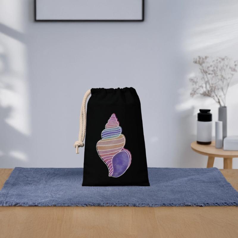 « Snail Shell », Boho Line Art Design, « Shells » Sac cadeau en coton avec cordon (14 x 20 cm)