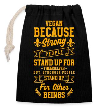 Vegan Veggie Nutrition Organic - Closable cotton gift bag (14x20cm) - black - Front