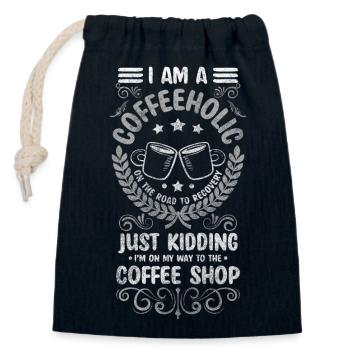 Boisson expresso grouch du matin - Sac cadeau en coton avec cordon (14 x 20 cm) - bleu marine - Devant
