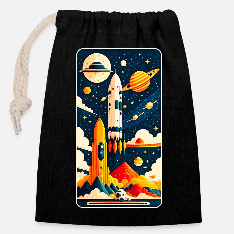 Espace - Sac cadeau en coton avec cordon (14 x 20 cm) - noir