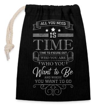 Time travel through time - Closable cotton gift bag (14x20cm) - black - Front