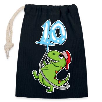 10th Birthday Dinosaur - Closable cotton gift bag (14x20cm) - navy - Front