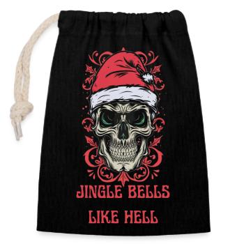 Conception de crâne de Noël : Jingle Bells comme l’enfer - Sac cadeau en coton avec cordon (14 x 20 cm) - noir - Devant