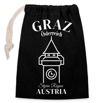 Graz, Austria, Austria, Styria Region - Closable cotton gift bag (14x20cm) - black - Front