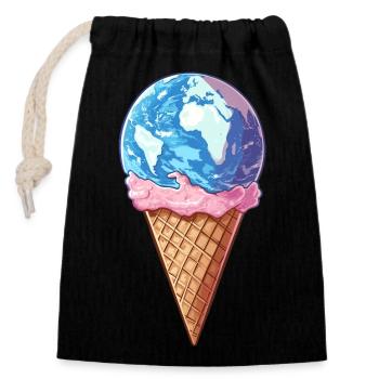 Planète de glace Terre - Sac cadeau en coton avec cordon (14 x 20 cm) - noir - Devant