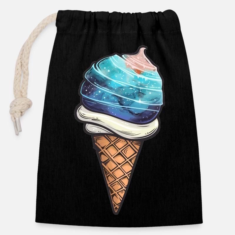 Planète de glace Mercure - Sac cadeau en coton avec cordon (14 x 20 cm) - noir