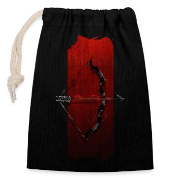 Archery Elegance: Bow and Arrow - Closable cotton gift bag (14x20cm) - black - Front