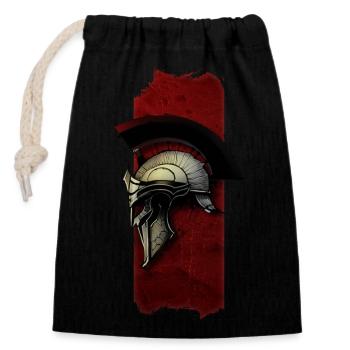 Vergoldeter Ruhm: Spartanischer goldener Kriegerhelm - Verschließbarer Geschenkbeutel aus Baumwolle (14x20cm) - Schwarz - Vorne
