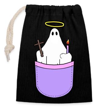Holy Spirit Religious Halo Tote Bag - Closable cotton gift bag (14x20cm) - black - Front