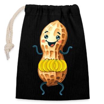 Banane Bananend Obst Frucht Früchte exotisch - Verschließbarer Geschenkbeutel aus Baumwolle (14x20cm) - Schwarz - Vorne
