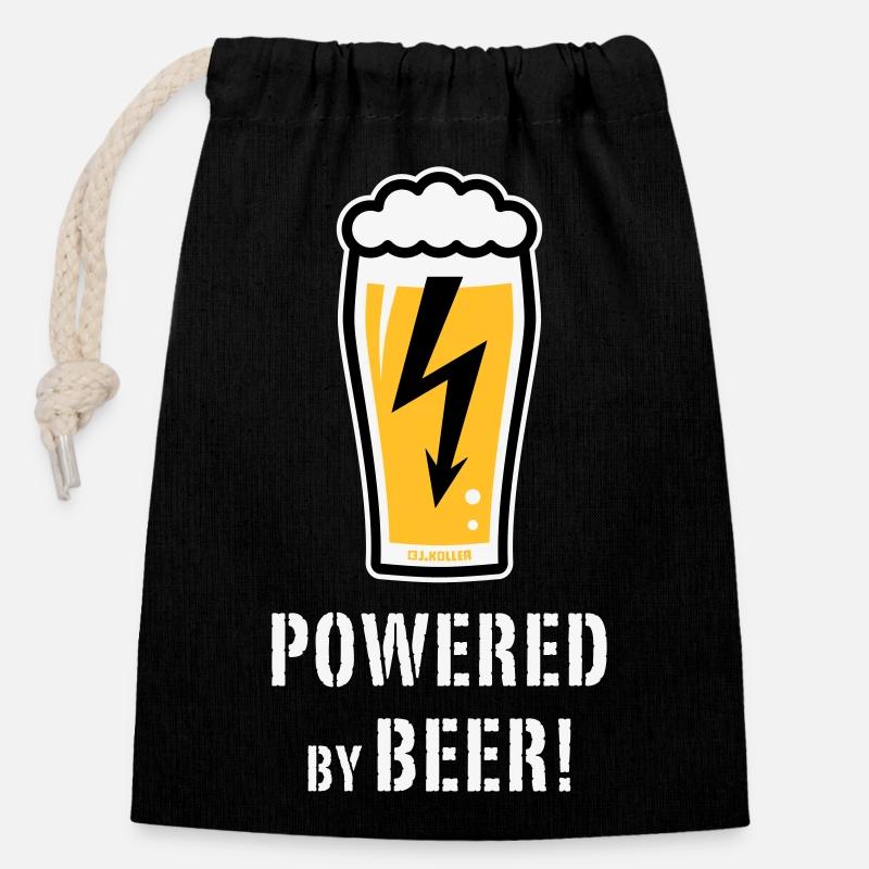 Propulsé par la bière ! (Bière / Blitz / NEG) - Sac cadeau en coton avec cordon (14 x 20 cm) - noir