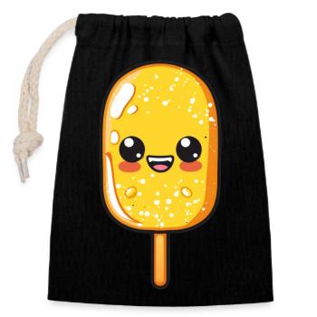 Bande dessinée drôle de chien de maïs - Sac cadeau en coton avec cordon (14 x 20 cm) - noir - Devant