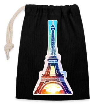 Eiffel tower #13 - Closable cotton gift bag (14x20cm) - black - Front