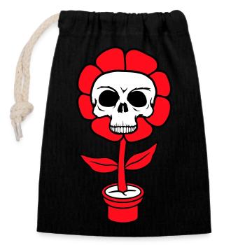 Böse Halloween Blume Totenkopf Schädel Horror Topf - Verschließbarer Geschenkbeutel aus Baumwolle (14x20cm) - Schwarz - Vorne