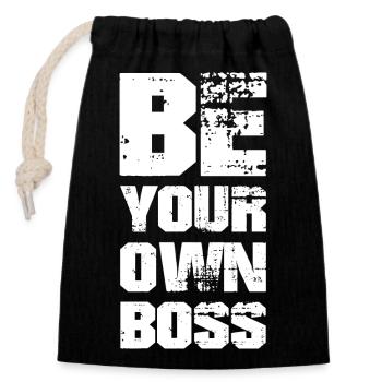 BE YOUR OWN - Closable cotton gift bag (14x20cm) - black - Front