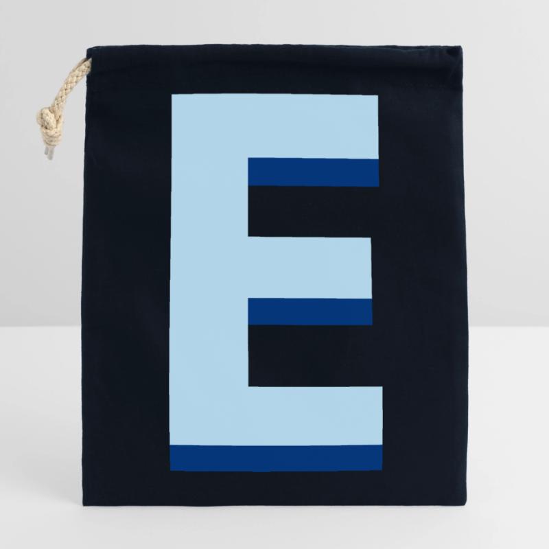 Pop und moderner blauer Buchstabe e Verschließbarer Geschenkbeutel aus Baumwolle (14x20cm)