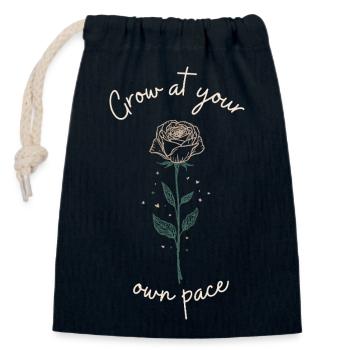 Grandissez à votre rythme - Sac cadeau en coton avec cordon (14 x 20 cm) - bleu marine - Devant