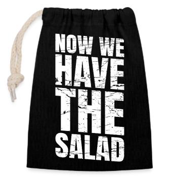 MAINTENANT, NOUS AVONS LA SALADE - Sac cadeau en coton avec cordon (14 x 20 cm) - noir - Devant