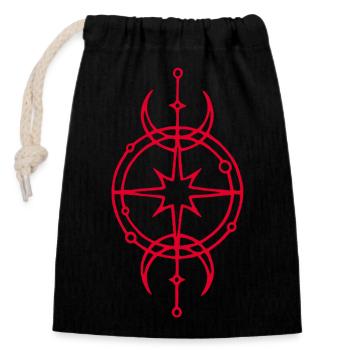 Red symbol of protection and luck - Closable cotton gift bag (14x20cm) - black - Front
