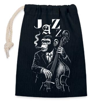 Jazz Monkey Bassist Noir Illustration - Verschließbarer Geschenkbeutel aus Baumwolle (14x20cm) - Navy - Vorne