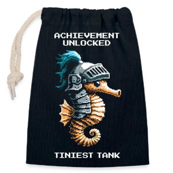 Achievement: smallest tank | Seahorse - Closable cotton gift bag (14x20cm) - navy - Front