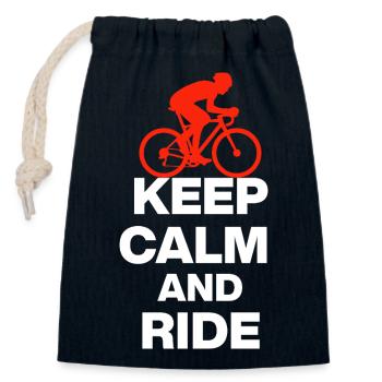 KEEP CALM AND RIDE! REENNRAD & PETON GIFT white - Closable cotton gift bag (14x20cm) - navy - Front