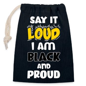 Loud Black Bold Statement Empowerment Design - Verschließbarer Geschenkbeutel aus Baumwolle (14x20cm) - Navy - Vorne