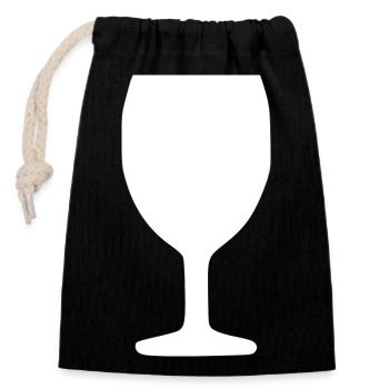 Wein Weinglas Rotwein  - Verschließbarer Geschenkbeutel aus Baumwolle (14x20cm) - Schwarz - Vorne