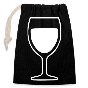 Wein Weinglas Rotwein  - Verschließbarer Geschenkbeutel aus Baumwolle (14x20cm) - Schwarz - Vorne