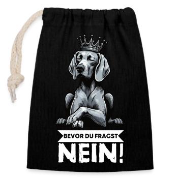 Avant que vous ne demandiez : pas de propriétaire de Weimaraner Weimaraner - Sac cadeau en coton avec cordon (14 x 20 cm) - noir - Devant