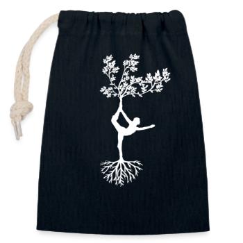 YOGA - Verschließbarer Geschenkbeutel aus Baumwolle (14x20cm) - Navy - Vorne