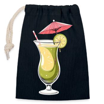 Tropical Lime Cocktail - Closable cotton gift bag (14x20cm) - navy - Front