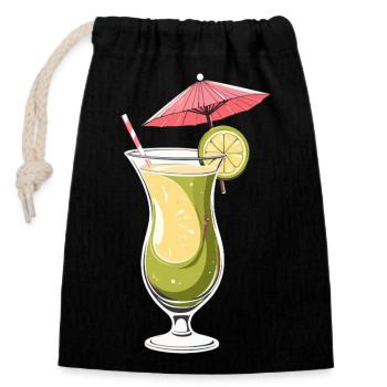 Tropischer Limetten-Cocktail - Verschließbarer Geschenkbeutel aus Baumwolle (14x20cm) - Schwarz - Vorne