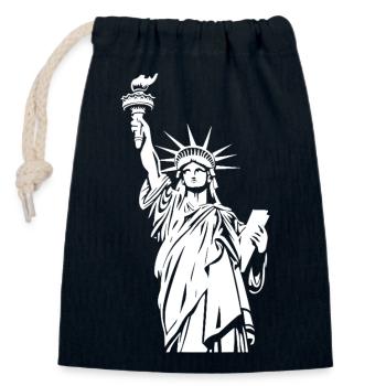 Statue de la Liberté - Sac cadeau en coton avec cordon (14 x 20 cm) - bleu marine - Devant