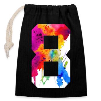NUMBER 8 YEARS OLD 8TH BIRTHDAY - Closable cotton gift bag (14x20cm) - black - Front