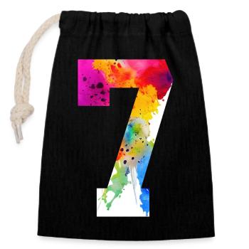 NUMBER 7 YEARS OLD 7TH BIRTHDAY - Closable cotton gift bag (14x20cm) - black - Front