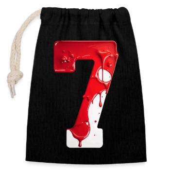 NO. 7 NUMBER 7 RED WHITE 7TH BIRTHDAY - Closable cotton gift bag (14x20cm) - black - Front