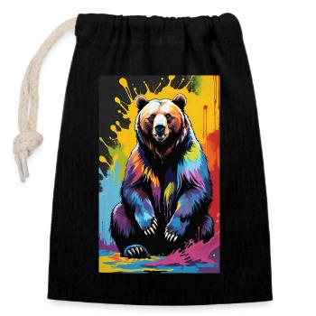 Bear | Brown Bear | Grizzly Bear | Animals - Closable cotton gift bag (14x20cm) - black - Front