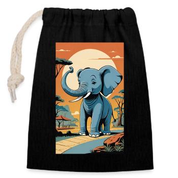 Elephant | Wild Animal | Africa | Children's motifs - Closable cotton gift bag (14x20cm) - black - Front