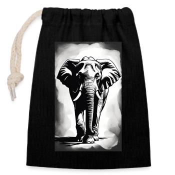 Éléphant | Animal sauvage | Afrique | Motifs pour enfants - Sac cadeau en coton avec cordon (14 x 20 cm) - noir - Devant