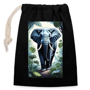 Elephant | Wild Animal | Africa | Children's motifs - Closable cotton gift bag (14x20cm) - black - Front