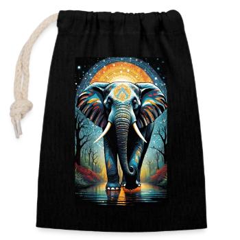Éléphant | Animal sauvage | Afrique | Motifs pour enfants - Sac cadeau en coton avec cordon (14 x 20 cm) - noir - Devant
