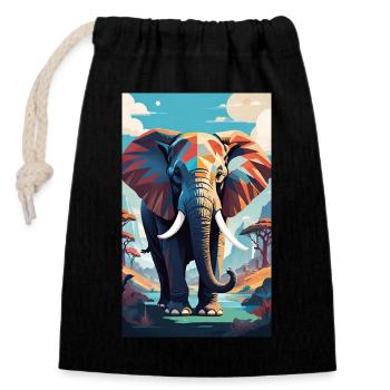 Elephant | Wild Animal | Africa | Children's motifs - Closable cotton gift bag (14x20cm) - black - Front