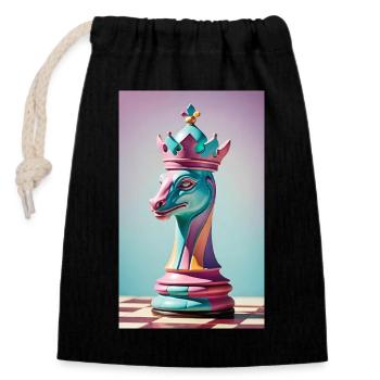 Chess | Chess piece | Chess player - Closable cotton gift bag (14x20cm) - black - Front