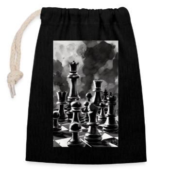 Chess | Chess piece | Chess player - Closable cotton gift bag (14x20cm) - black - Front