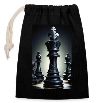 Chess | Chess piece | Chess player - Closable cotton gift bag (14x20cm) - black - Front