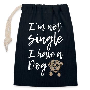 I Am Not Single I Have a Dog - Verschließbarer Geschenkbeutel aus Baumwolle (14x20cm) - Navy - Vorne