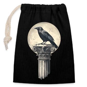 Corbeau - Sac cadeau en coton avec cordon (14 x 20 cm) - noir - Devant